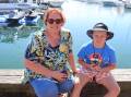 Joanne and Aiden Slee enjoy the sunshine at d'Albora Marinas. Picture by Laura Rumbel