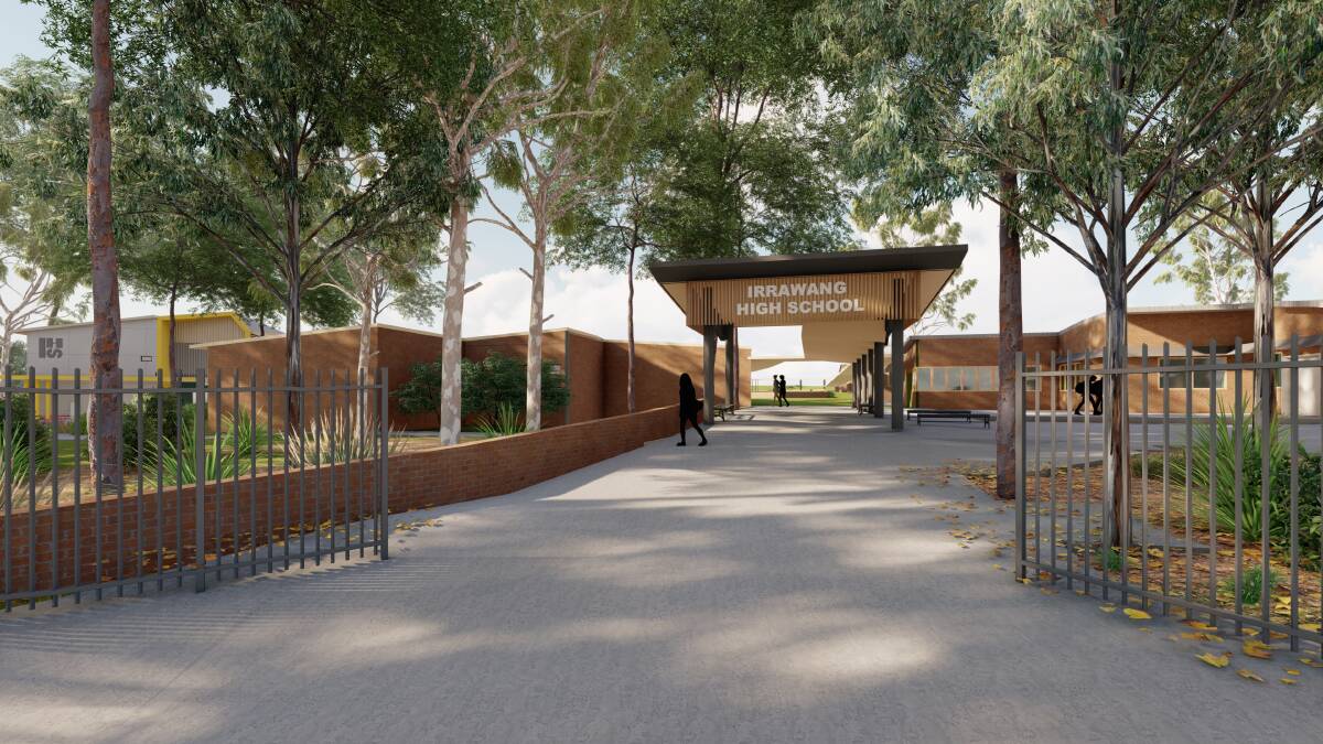 Artist impressions of the planned upgrades at Irrawang High School and Hunter River High School. 