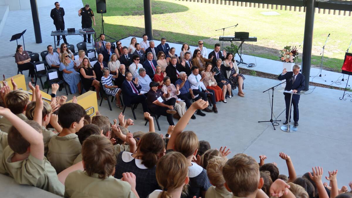 St Philip's Christian College Port Stephens students, staff and wider school community gather to officially open new junior school building. Pictures by Laura Rumbel