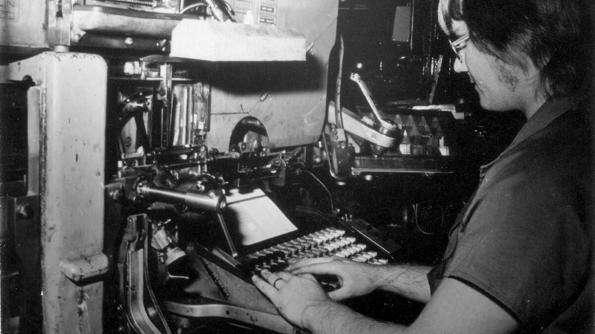 Linotype operator at Queensland Times in Ipswich in 1975. Picture by Queensland Goverment
