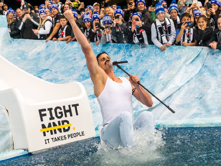Former St Killda AFL star Nick Riewoldt taking part in the Big Freeze at the MCG. Picture by FightMND
