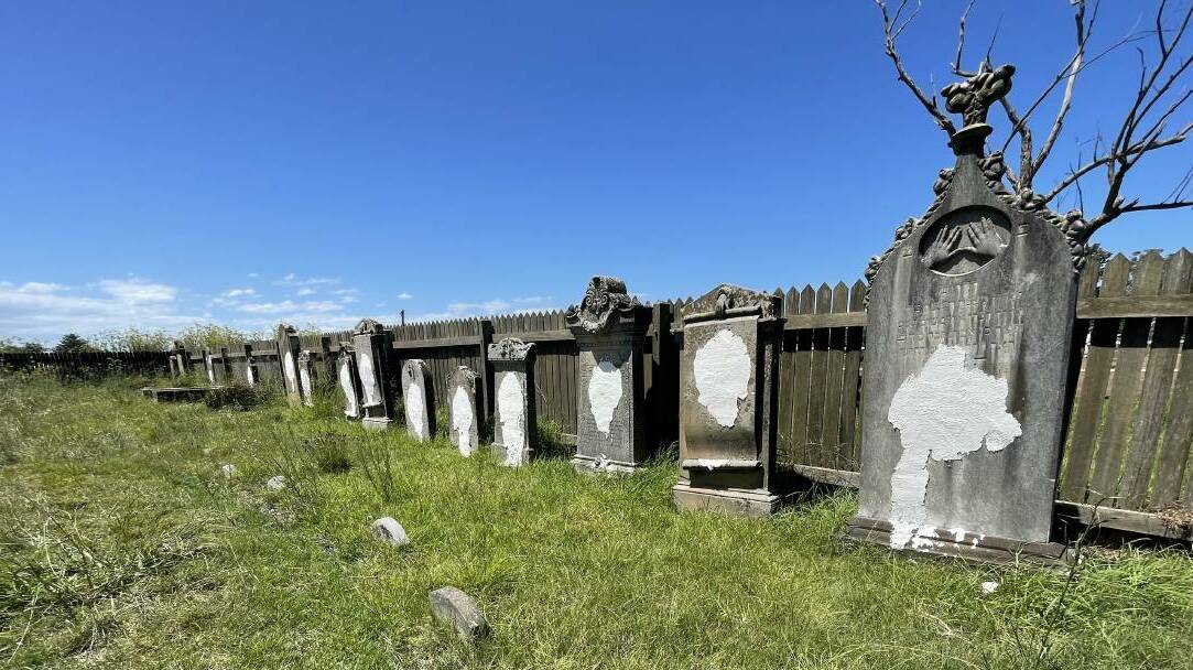 A special compound covers the swastikas on headstones at Maitland Jewish Cemetery. 