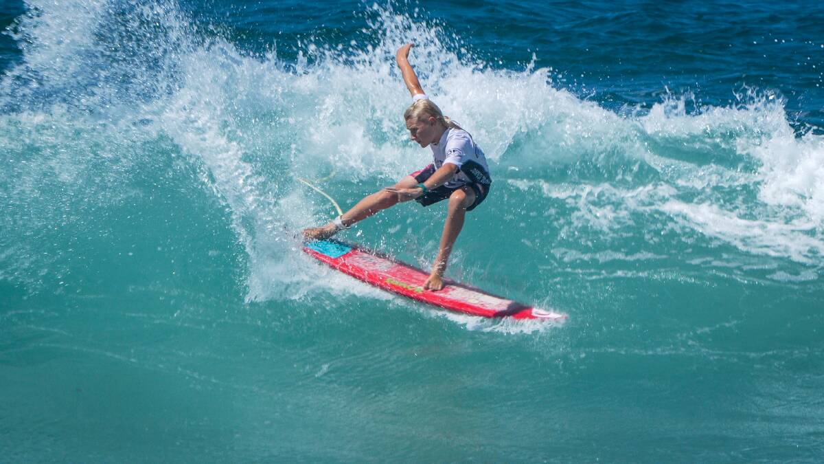 Newcastle young gun Kade Kelly, who will surf at the Cadet Cup this weekend. Picture by Shane Blue