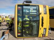 Firefighters and paramedics have undertaken training on a simulated bus rollover to prepare for future emergency scenarios in the Hunter. Picture supplied.