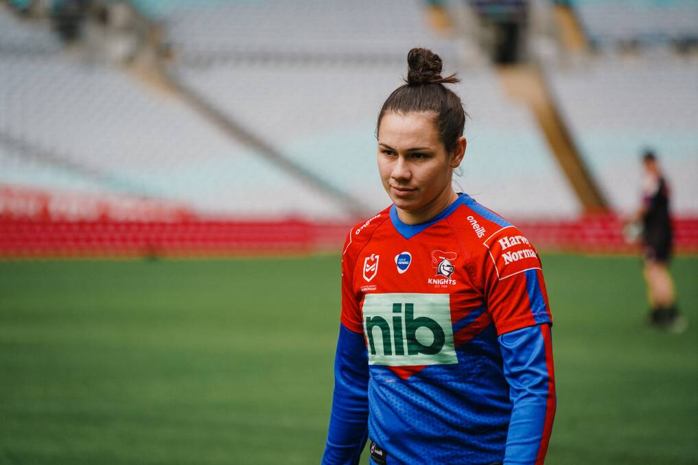 Parker, 24, from Raymond Terrace, was racing against the clock to recover from a medial ligament strain which kept her out of the Kiwi Ferns' past two games against Australia and England. Picture supplied by the Newcastle Knights.