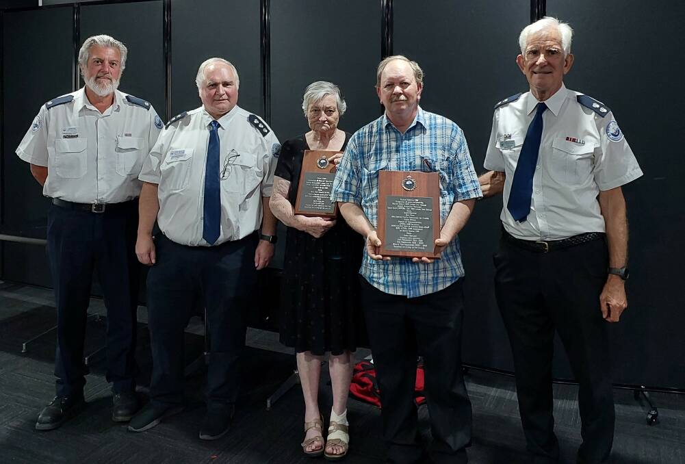 Marine Rescue Lemon Tree Passage are farewelling two long-standing unit members, Richard Osborne OAM and wife Diane Wilson. Pictures supplied.
