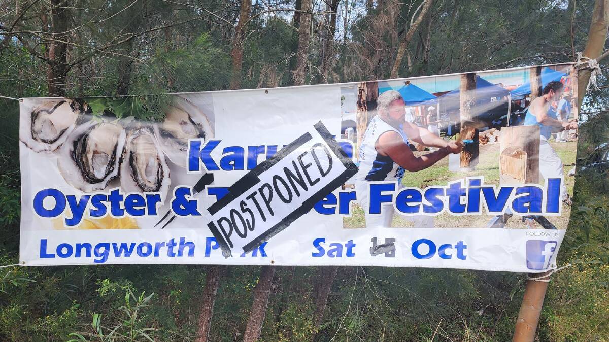 The human whale formation, due to return to Fingal Beach on Sunday, October 9, and the Karuah Oyster and Timber Festival, to be held on October 15, have been postponed to 2023 due to the wet weather.