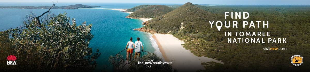 A poster featuring Tomaree Head being used in the new tourism campaign.