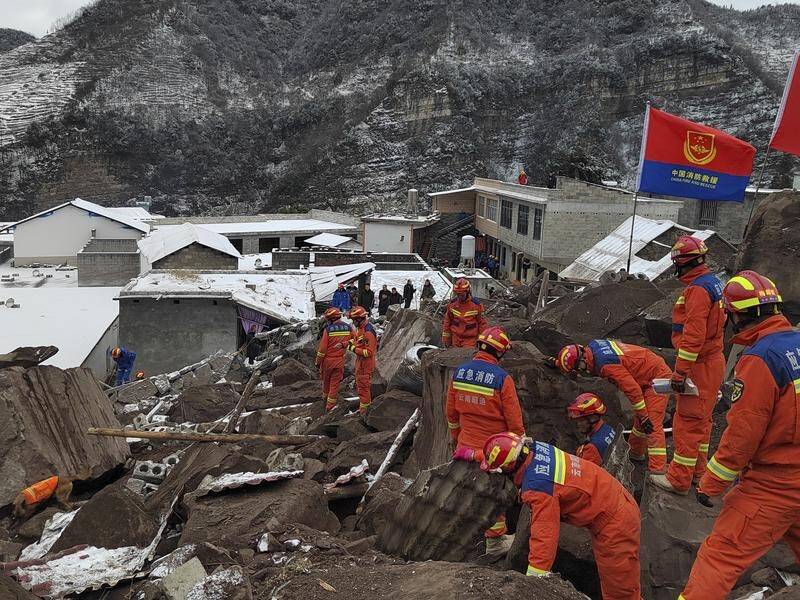 Rescuers are still searching for people missing after a deadly landslide in southwestern China. (AP PHOTO)