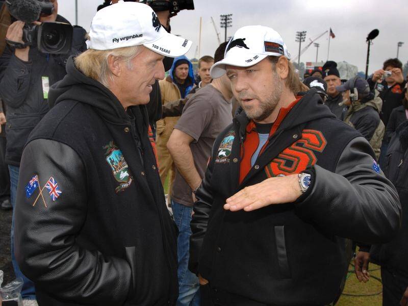 Greg Norman and Russell Crowe were two big names who attended South's first league clash in the US. (AP PHOTO)
