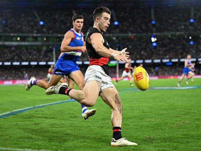 Zach Merrett played a stellar role as Essendon beat the Bulldogs by 29 points. (James Ross/AAP PHOTOS)