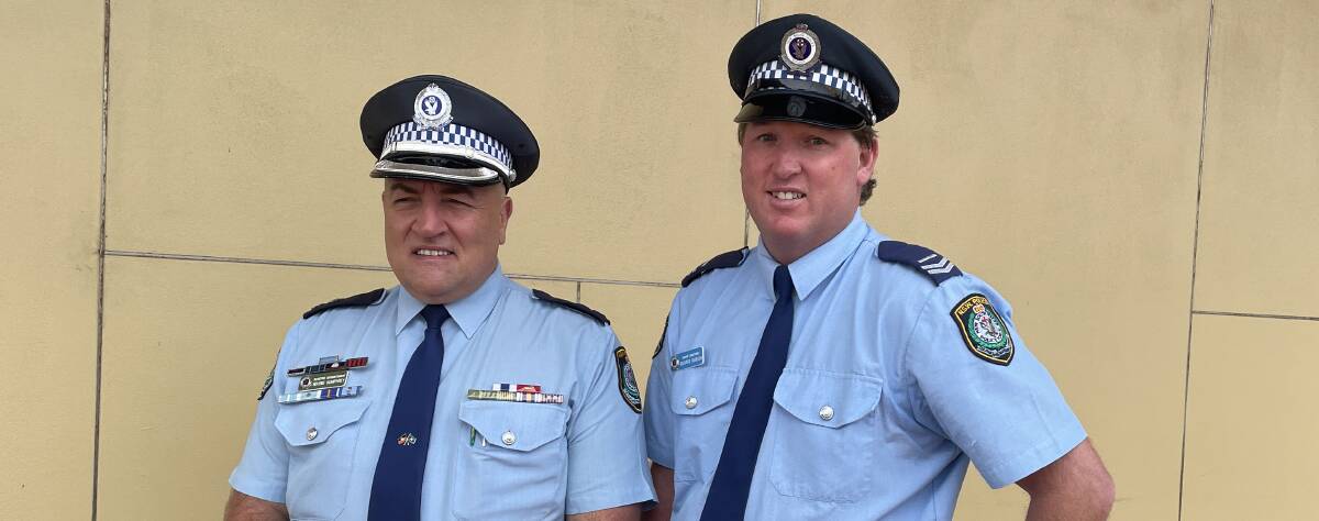 Senior Constable Richard Hansen (right) with Detective Superintendent Wayne Humphrey. Picture by Nick Bielby