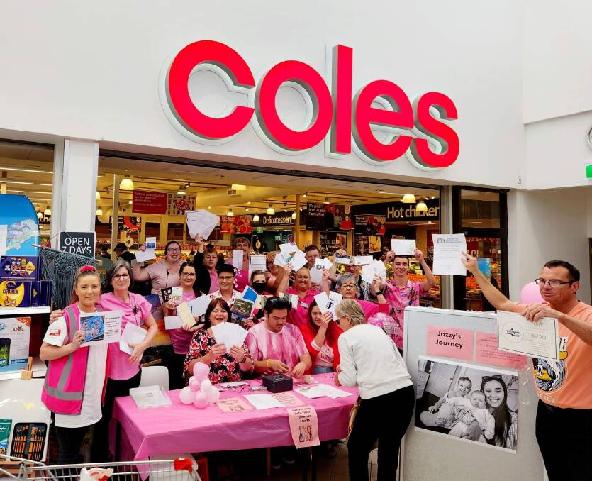 Coles Salamander Bay employees have rallied together to raise funds for their co-worker, 22 year-old Jasmin Kaschan, who was recently diagnosed with breast cancer. Picture supplied