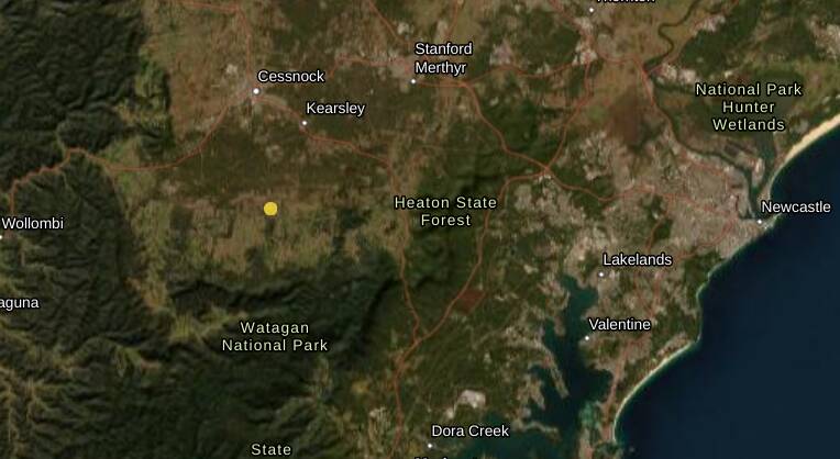 The 2.2 magnitude earthquake was recorded in Cessnock on June 27. Picture screenshot by Geoscience Australia 