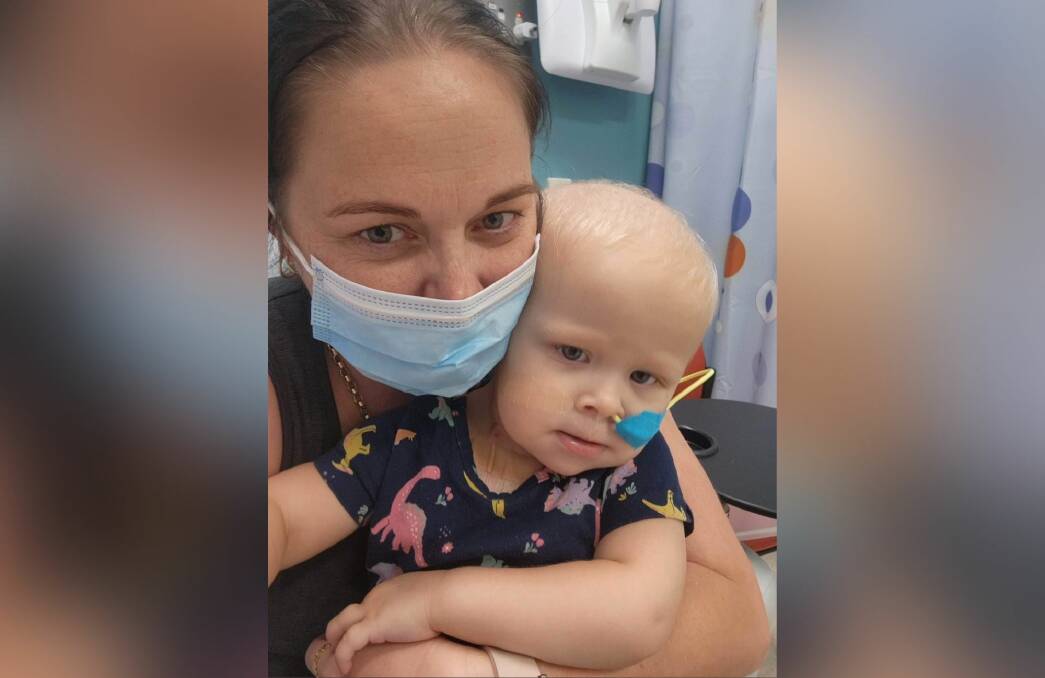 Raymond Terrace two year-old Adelyn Rockwell with her mum Megan Hetherington at the hospital as she undergoes treatment for Stage 4 Neuroblastoma. Picture supplied